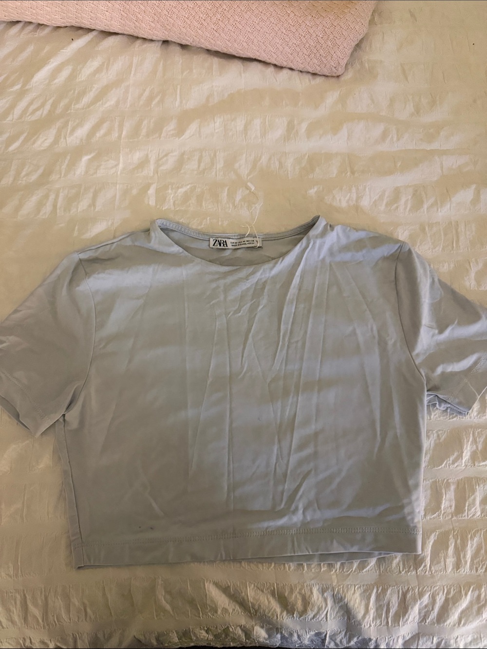Zara Pale Blue Cropped Tee